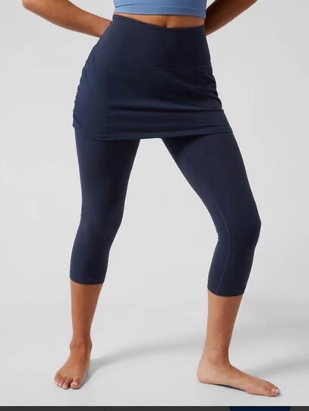 Athleta Navy Blue Skirted Capri Leggings